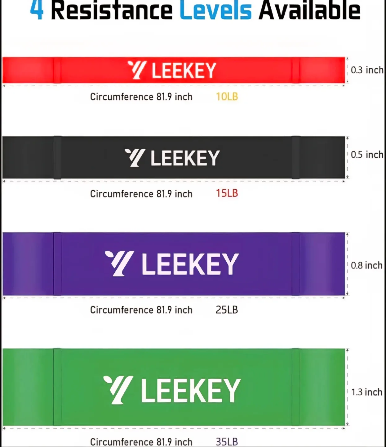 Leekey Resistance Bands Set - Exercise & Fitness 50-125 LB image indicator(2)