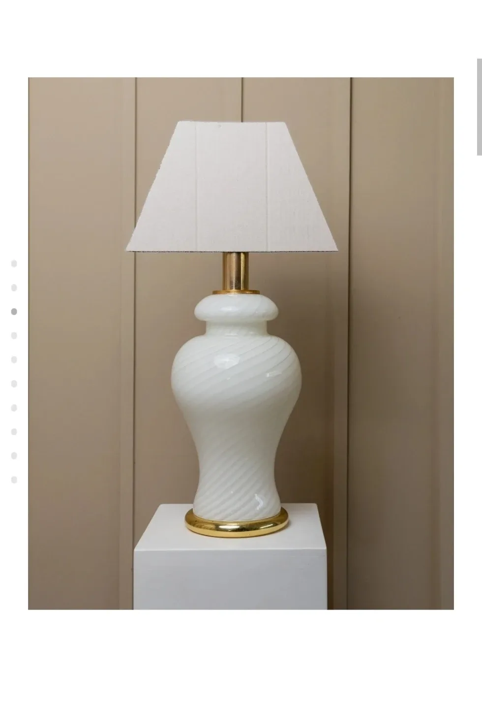 White Swirl Glass Table Lamp