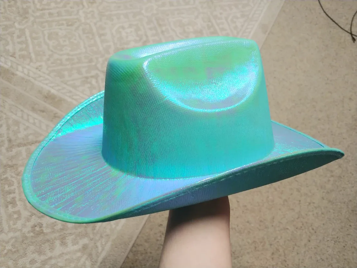 Iridescent/Holographic Turquoise Cowboy Hat image indicator(5)