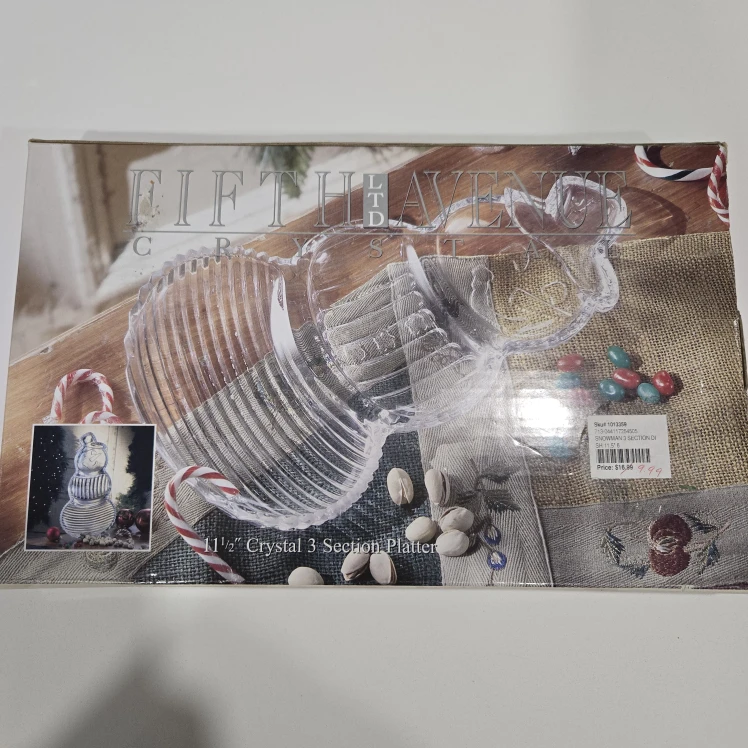 NEW Fifth Avenue Snowman Crystal Dish