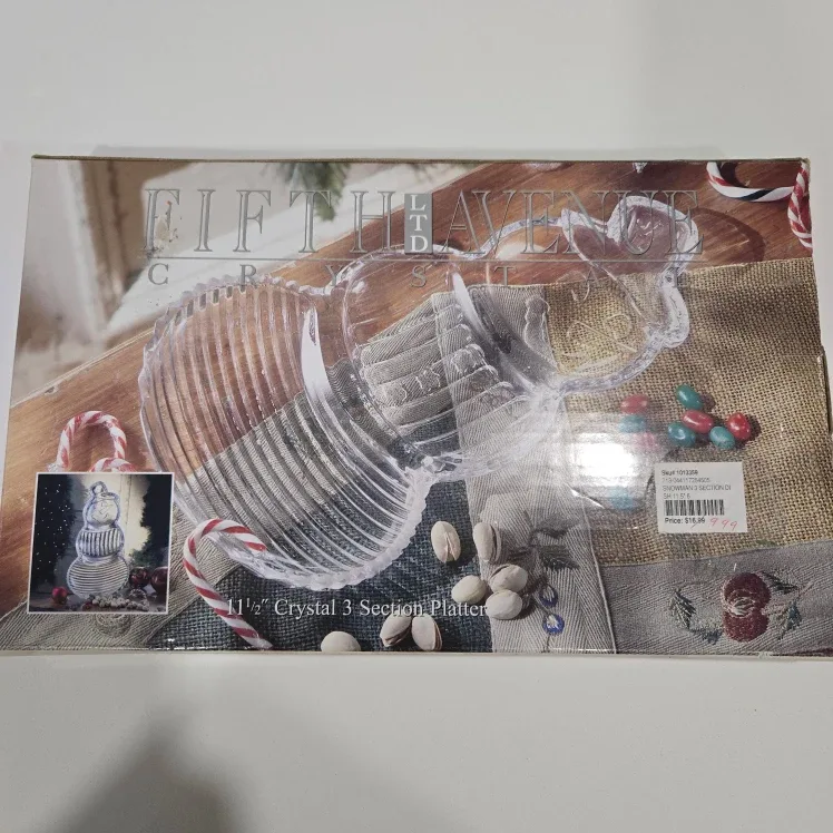 NEW Fifth Avenue Snowman Crystal Dish