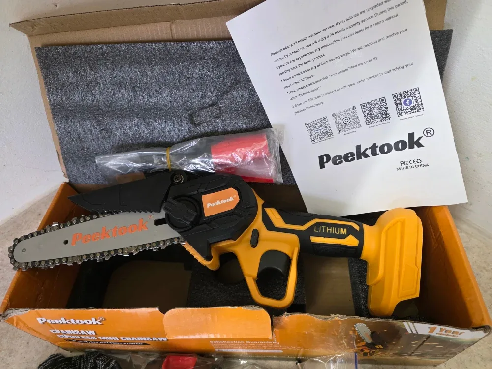 PeekTook Cordless Mini Chainsaw - NEW in box image indicator(4)