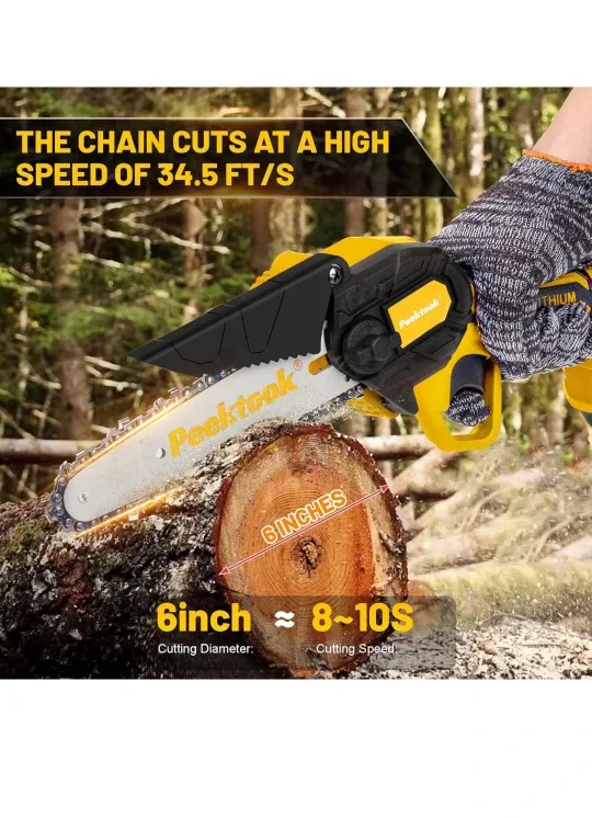 PeekTook Cordless Mini Chainsaw - NEW in box image indicator(10)