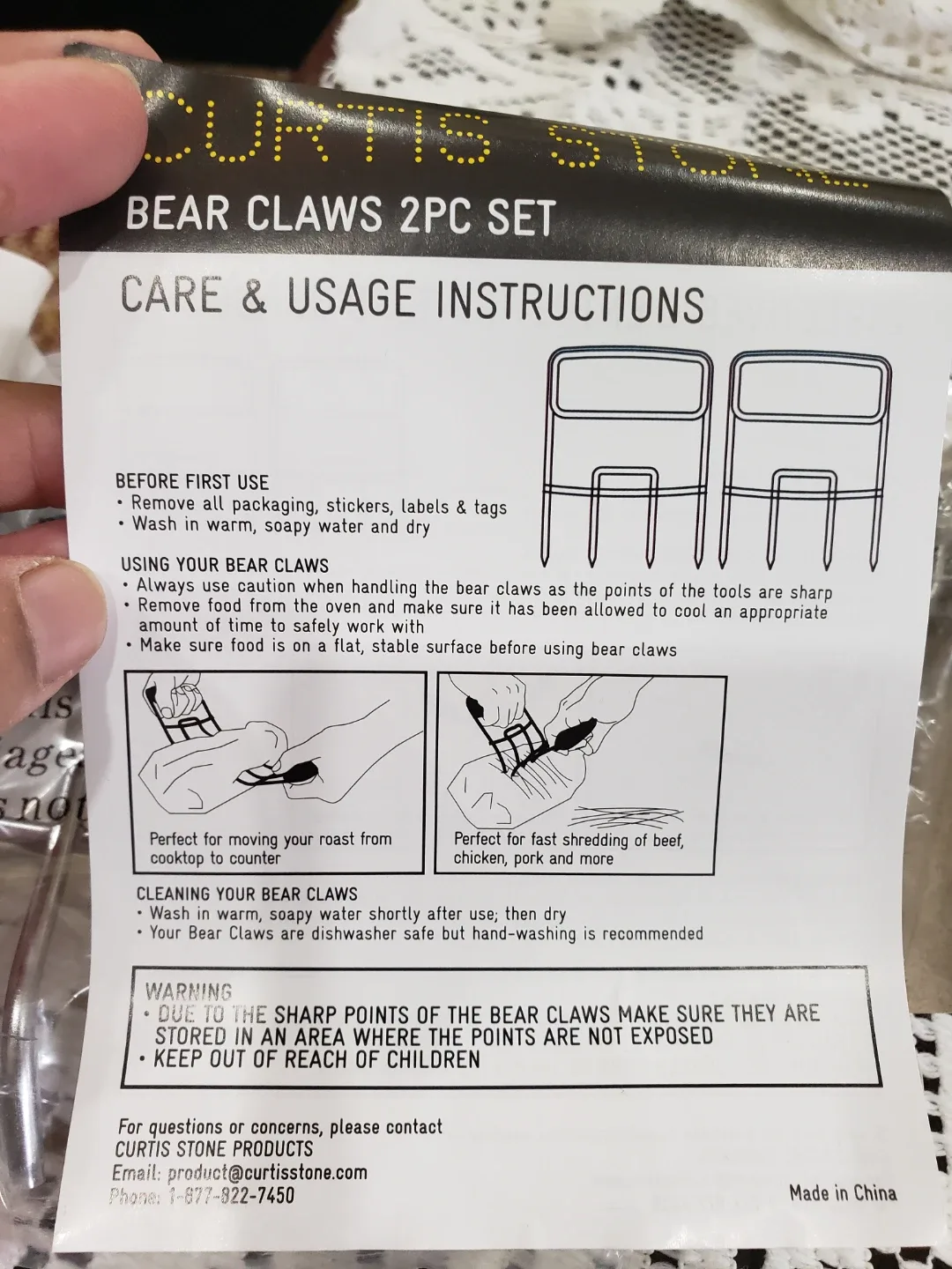 Curtis Stone Bear Claws 2PC Set - New