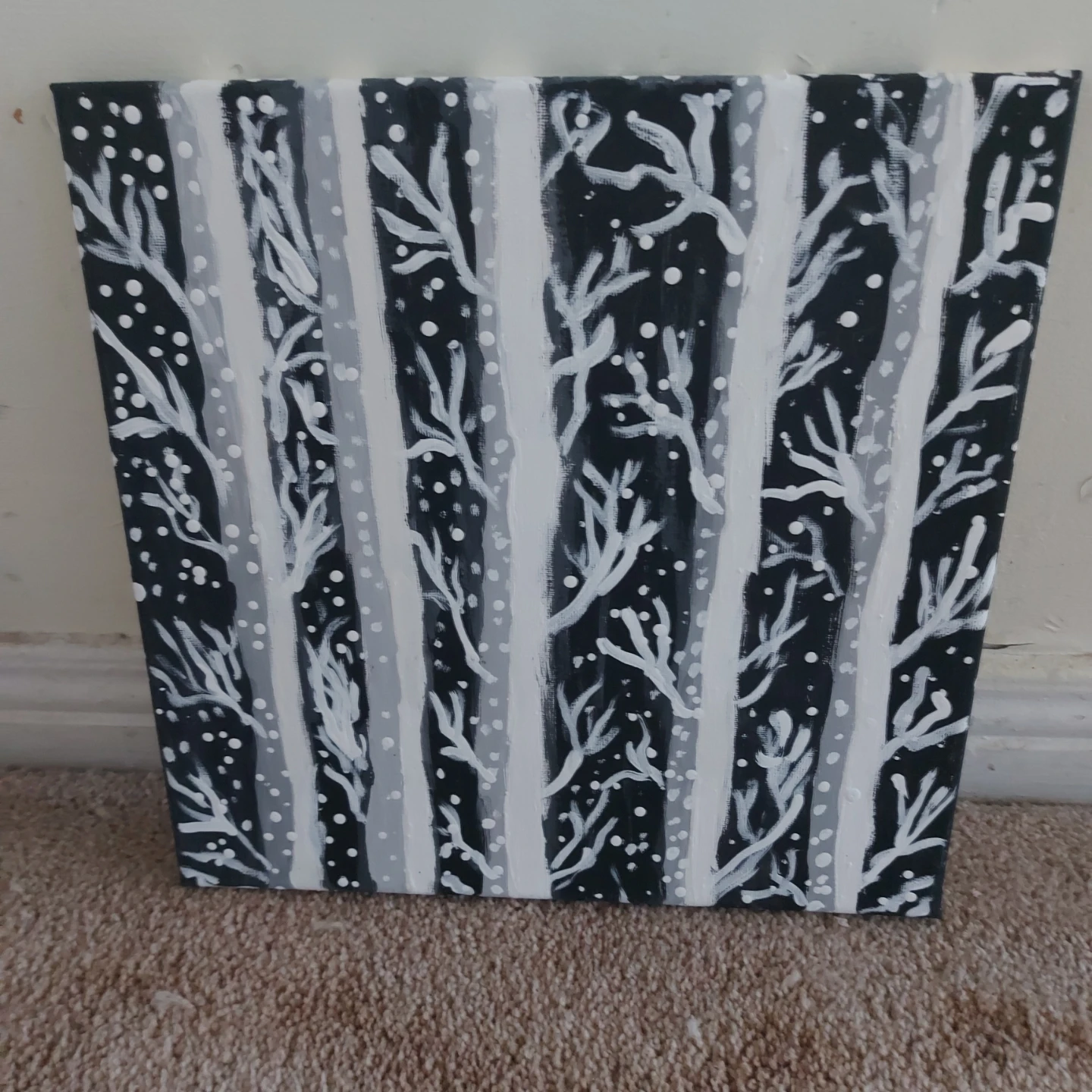 Hand-painted Winter Scene Canvas Art