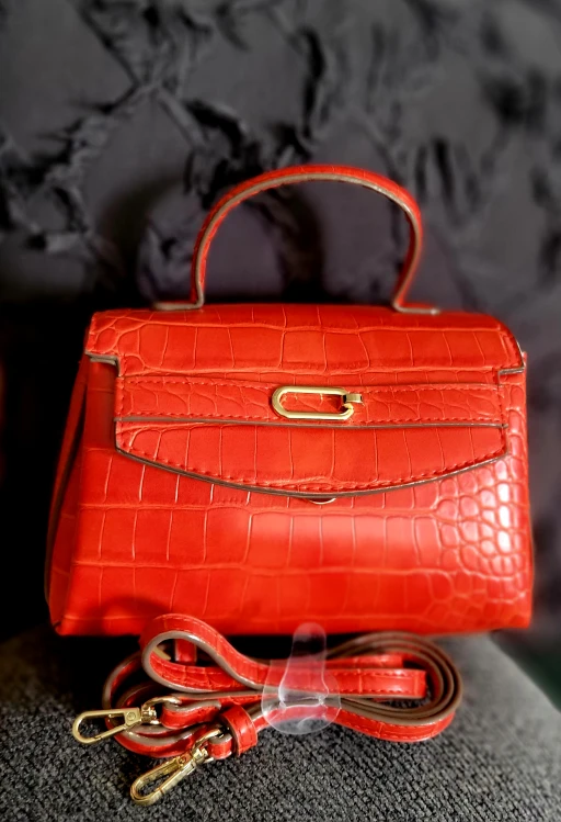 Red Croc Embossed Top Handle Bag - photo 3