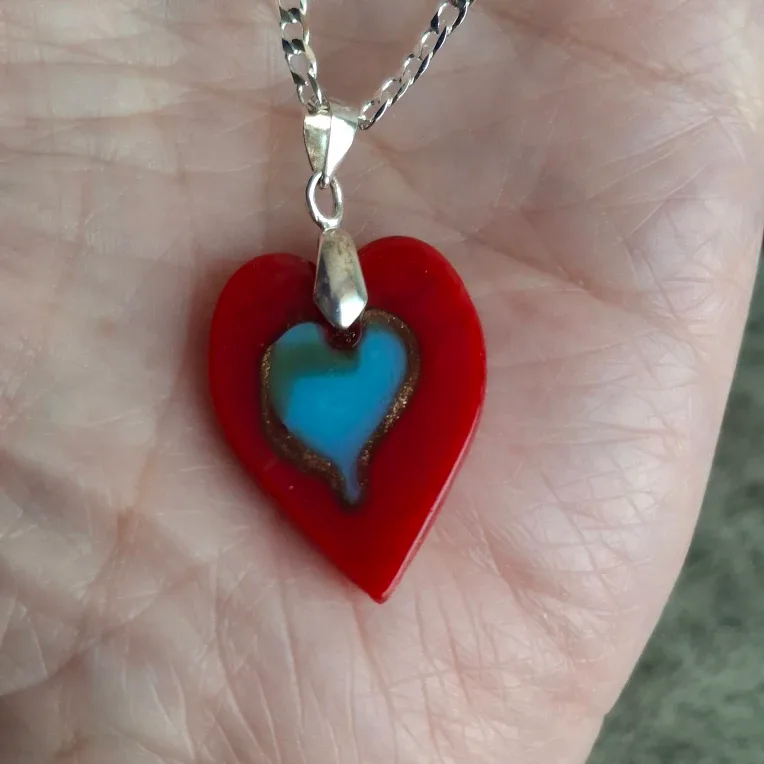 Red Murano Heart  Necklace