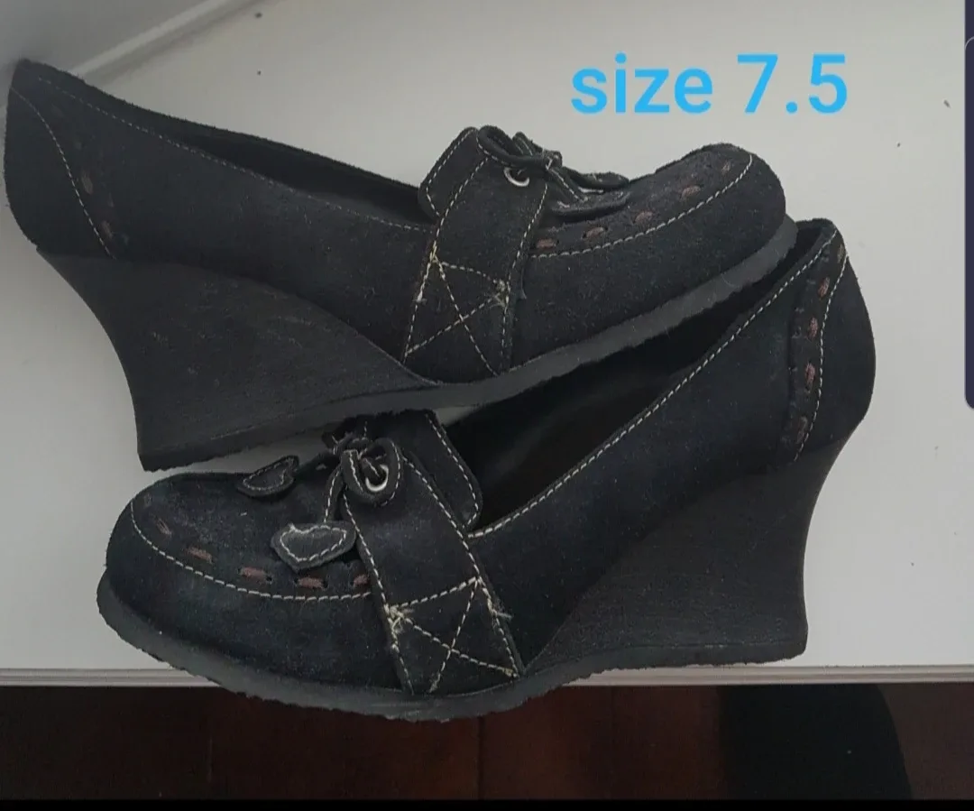 MIA Black Suede Wedge Shoes - Size 7.5
