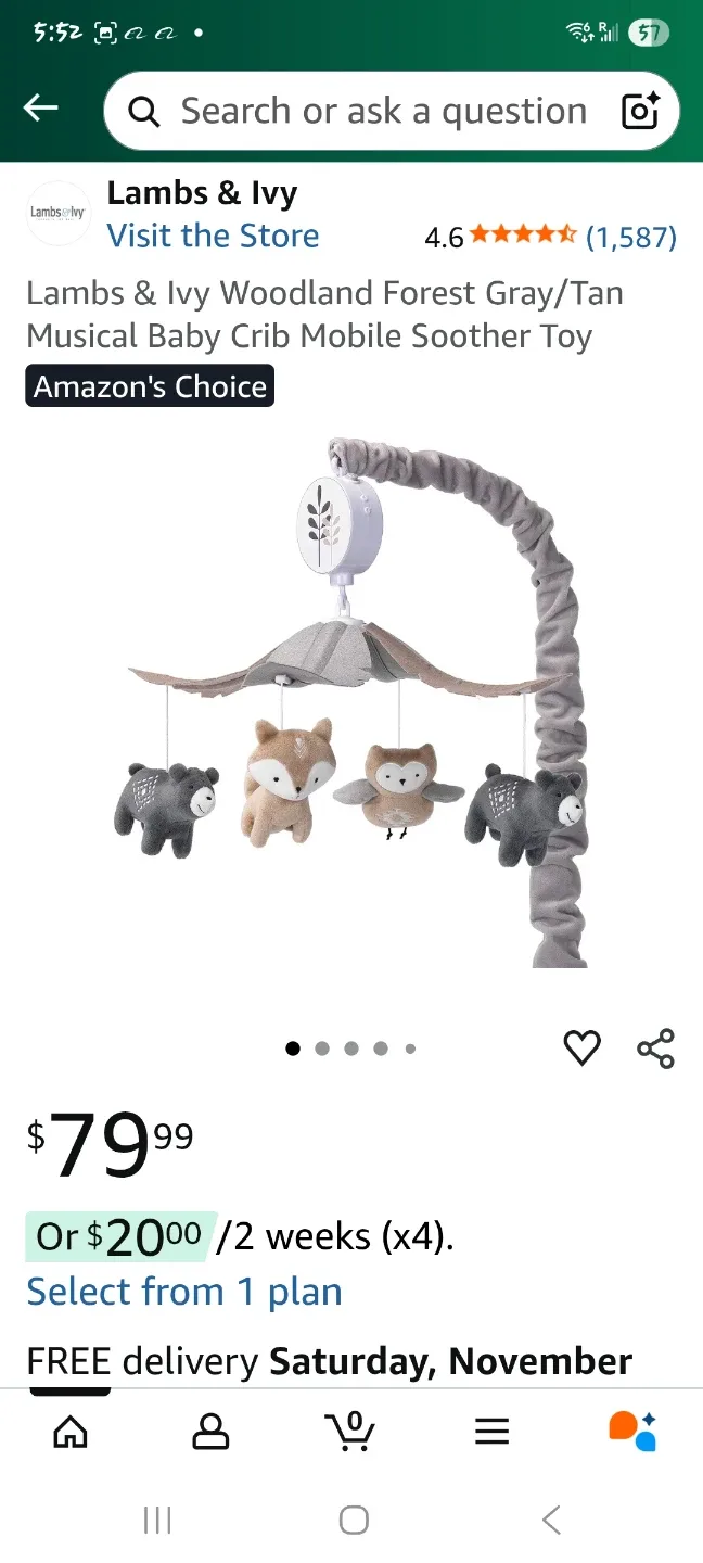 Woodland Critter Baby Mobile thumbnail