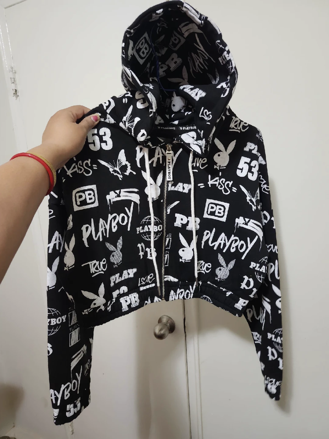 Playboy Black & White Zip-Up Hoodie