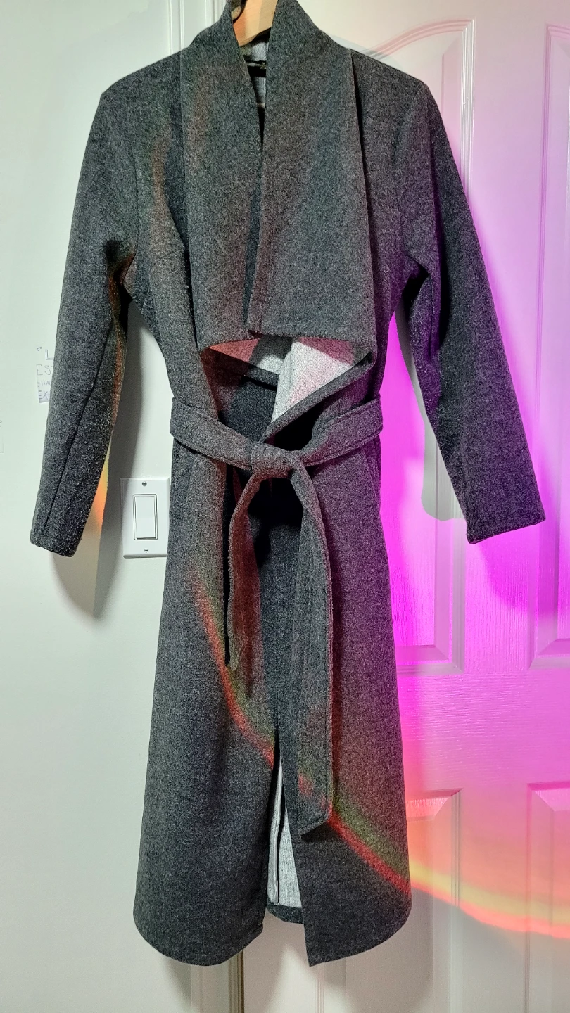 Shinestar Grey Belted Coat - Size M - photo 2