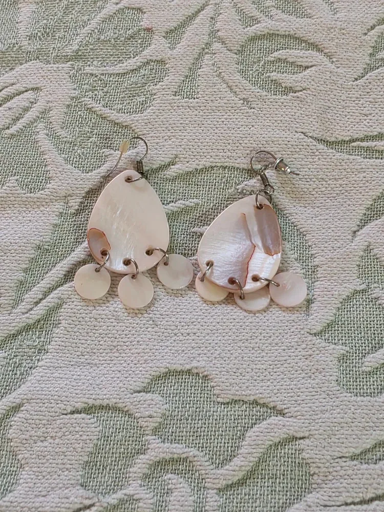 Pink with Brown Marbling Shell Earrings image indicator(2)