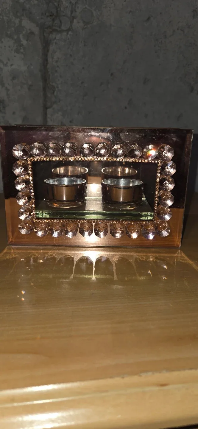 Decorative Candle Holder with Crystal Accents