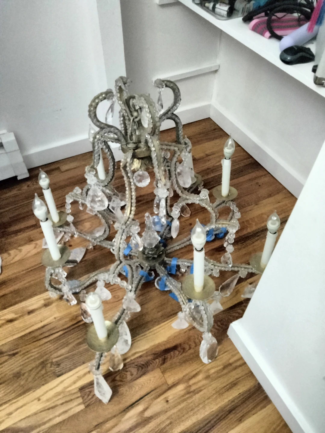 Amazing Antique Rare Historic Bronze Crystal Chandelier!!