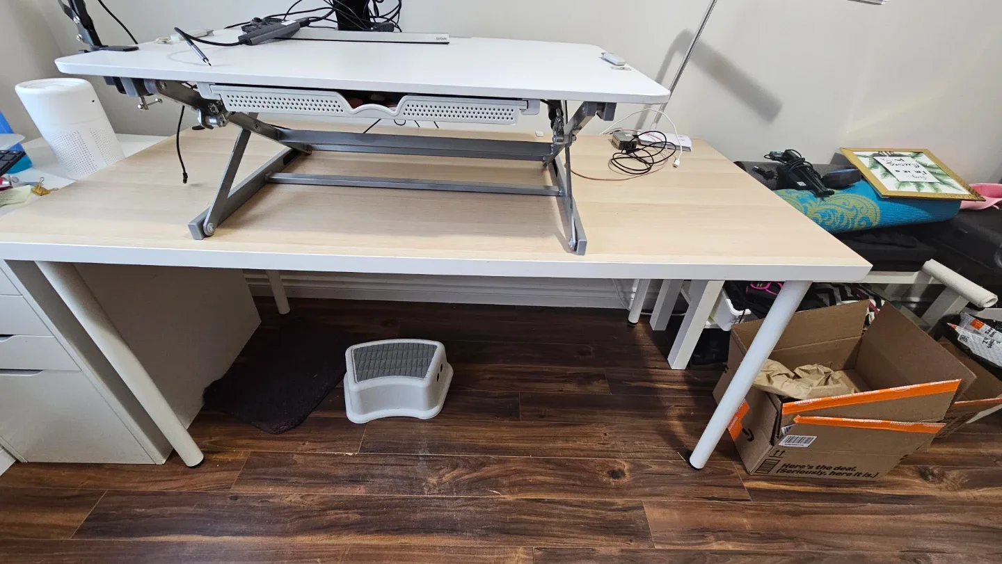 Desk + Adjustable Height Riser