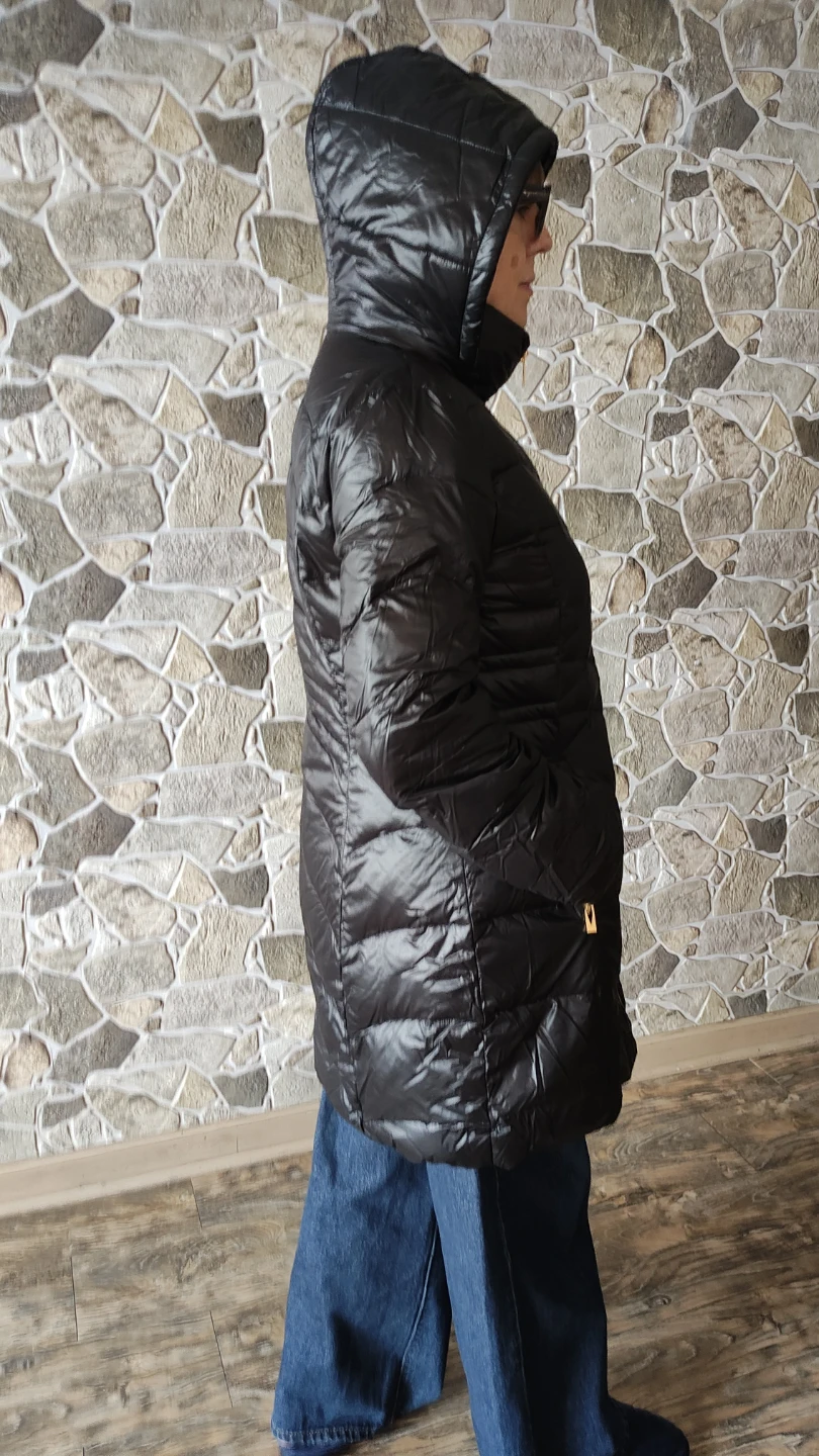 Black Padded Hooded Coat Via Spiga - photo 5