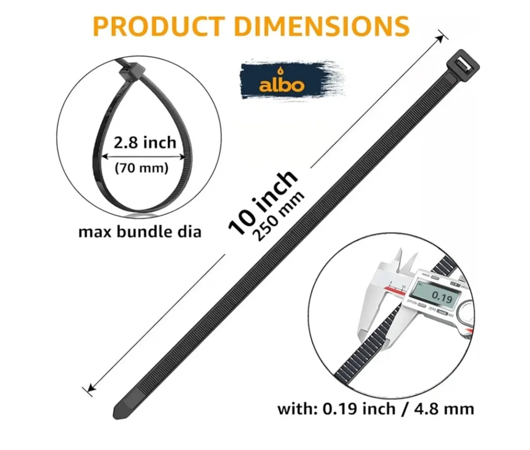 Albo 10" Black Zip Ties - 1000 Pack - New image indicator(5)