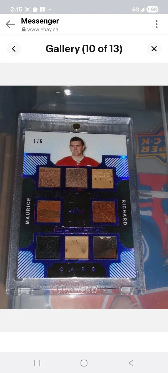 Maurice Richard 2017-18 Leaf Ultimate Hockey Card/leather relics image indicator(8)