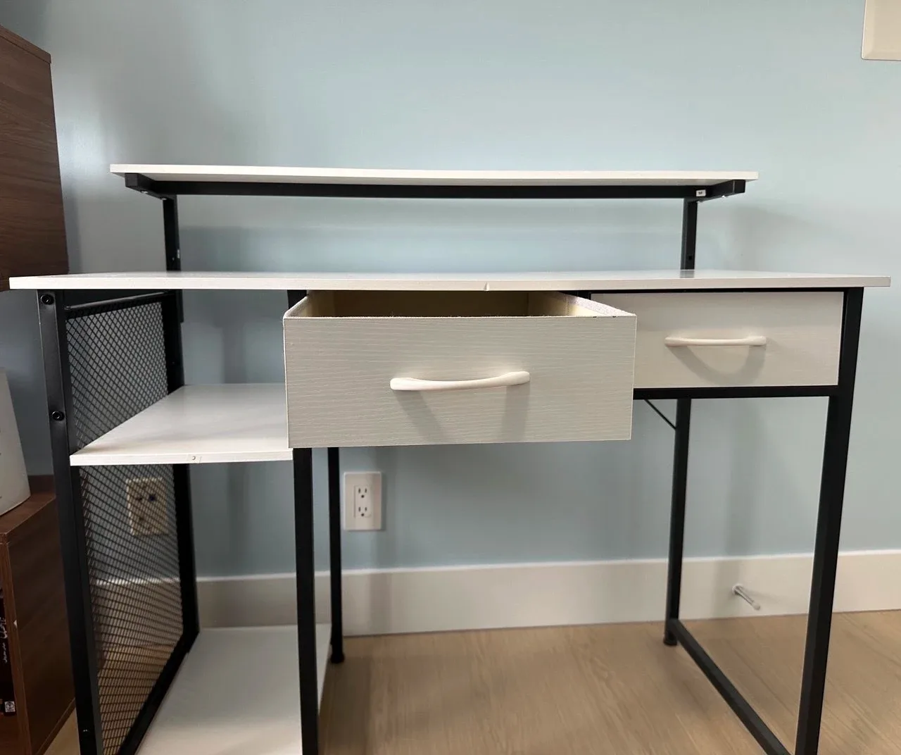 White & Black Desk with Drawers