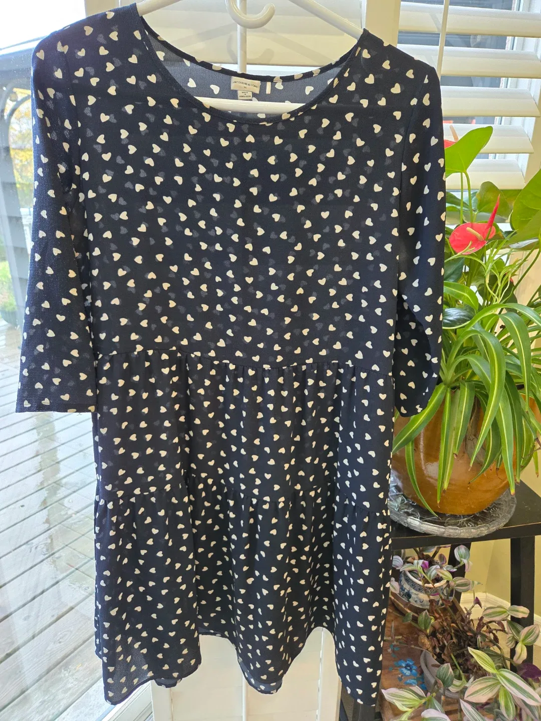 Navy Heart Print Dress image indicator(2)