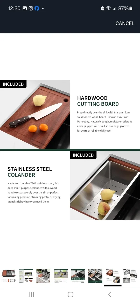 SINKVINE 33-inch Undermount Kitchen Sink Workstation image indicator(8)