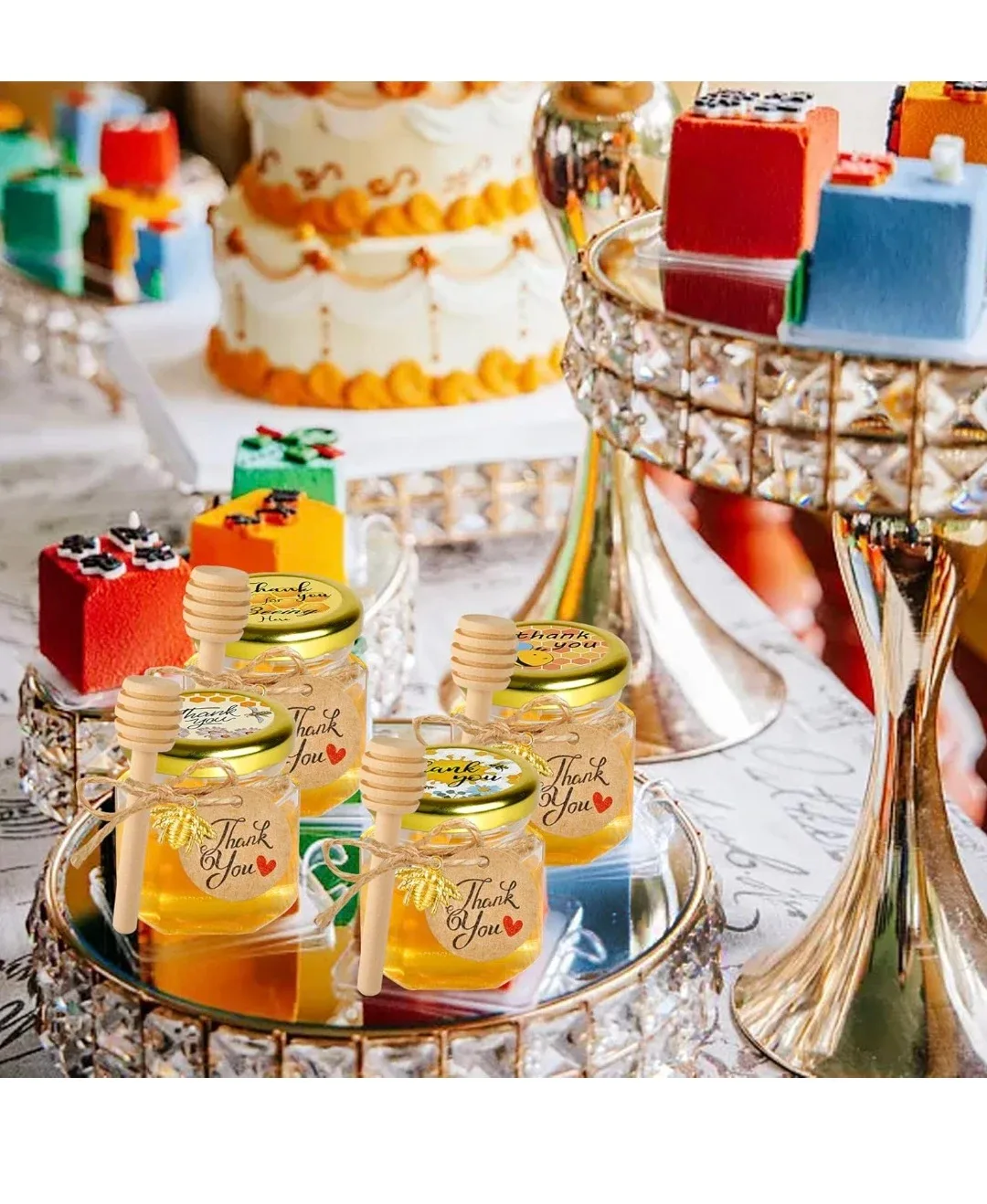 Mini Glass Honey Jars - 1.5oz Hexagon Jars 40pcs thumbnail