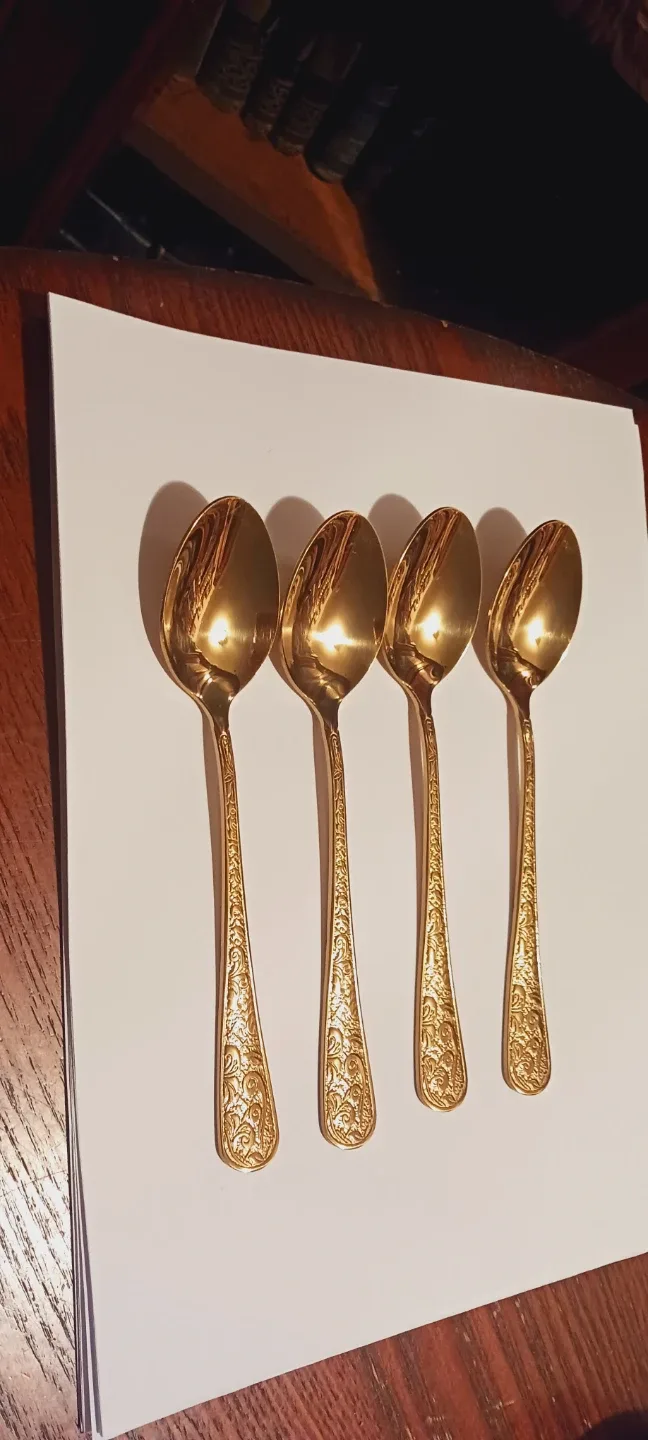NEW !! Set of 4 Gold Plated Tea Spoons thumbnail