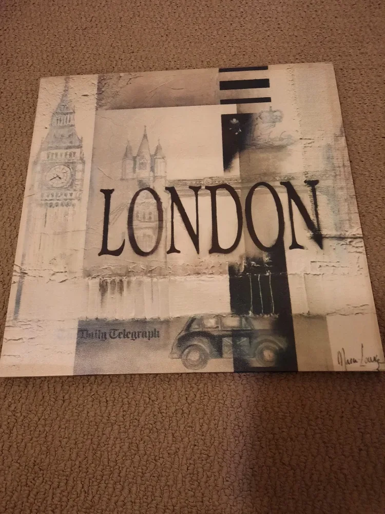 Set of 3 Vinyl Canvas Wall Art Prints 16”x16”