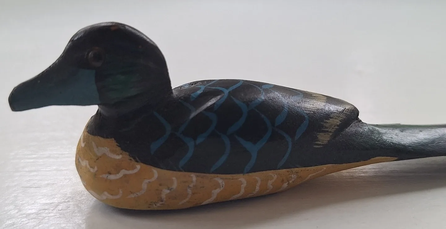 Bintage 1970s Hand Carved Wooden Duck Letter Opener image indicator(4)