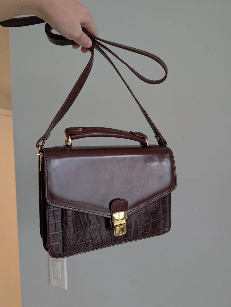 Burgundy Brown Leather Shoulder Purse - photo 3