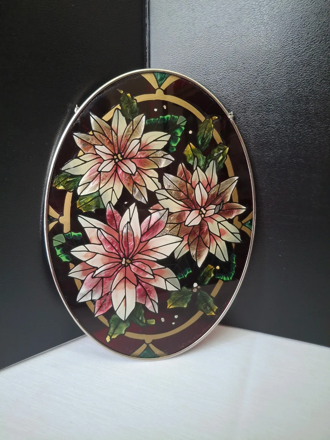 Stained Glass Poinsettia Window Hanging image indicator(5)