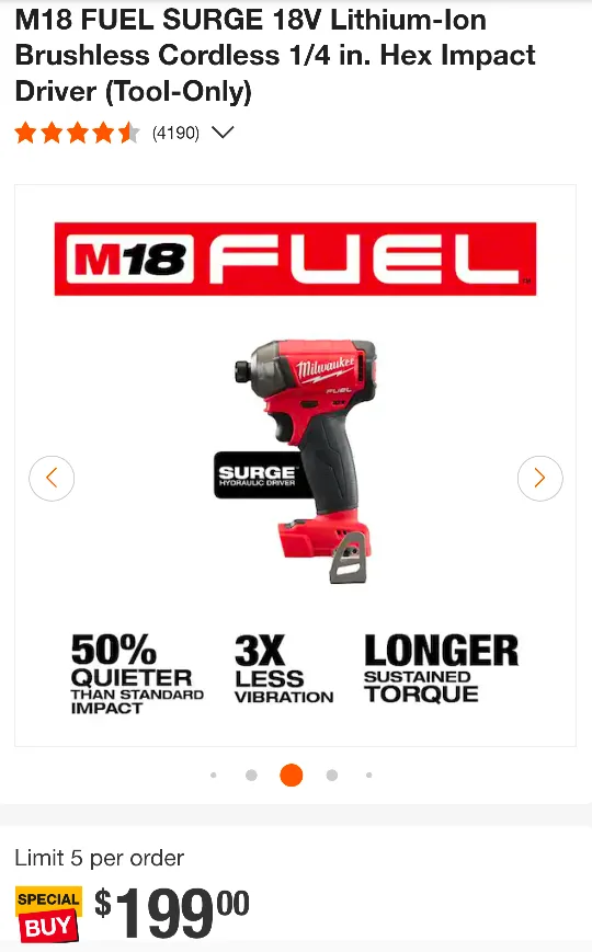 M18 Milwaukee FUEL - SURGE Hydraulic Impact Drill Driver image indicator(2)