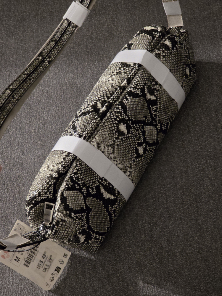Zara Snakeskin Print Barrel Bag - photo 2