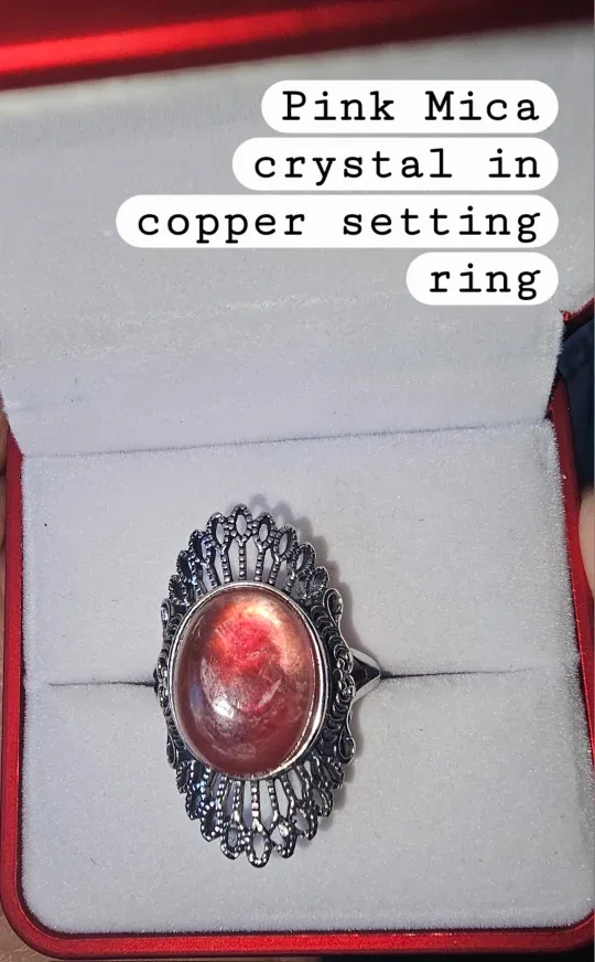 Pink Mica Crystal Copper Ring