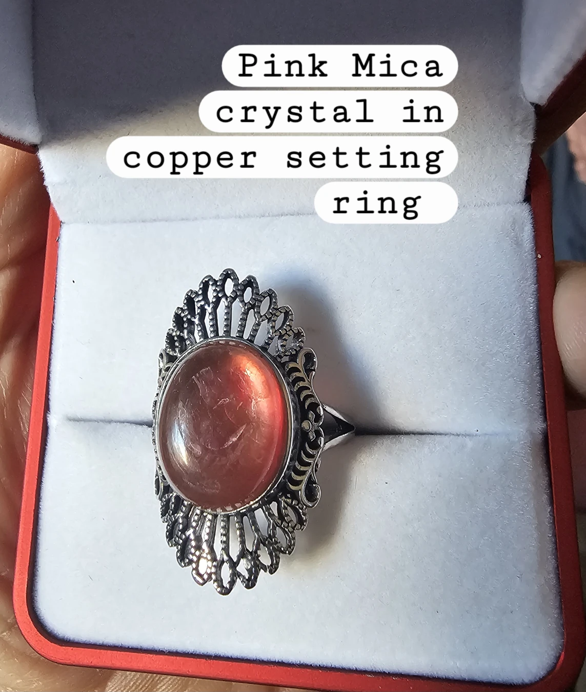 Pink Mica Crystal Copper Ring - photo 2