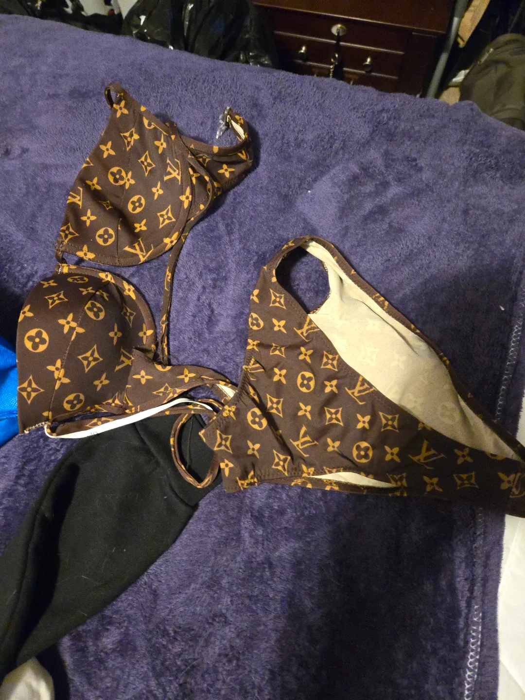 Louis Vuitton Brown Bikini Set