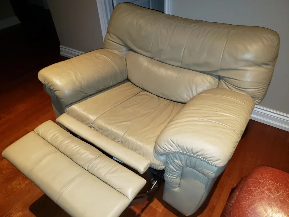 Beige Leather Recliner Chair