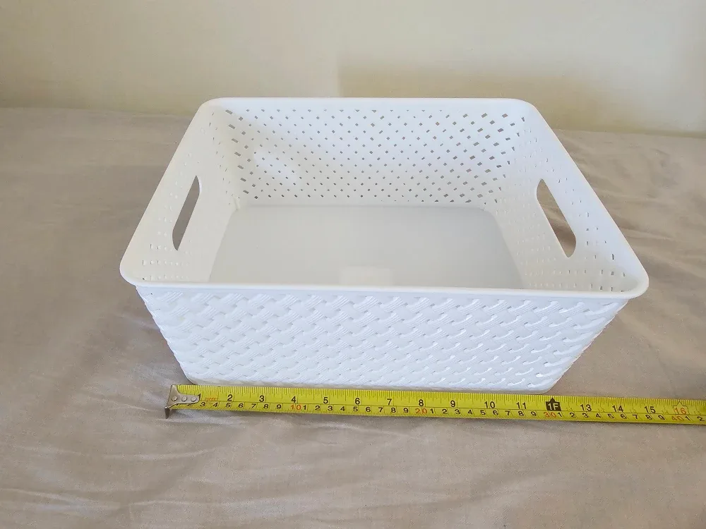 White Plastic Woven Storage Basket