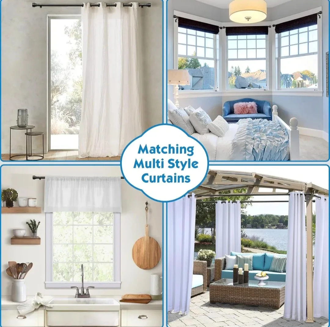 Adjustable Heavy Duty Black Curtain Rod 28"-82" image indicator(4)