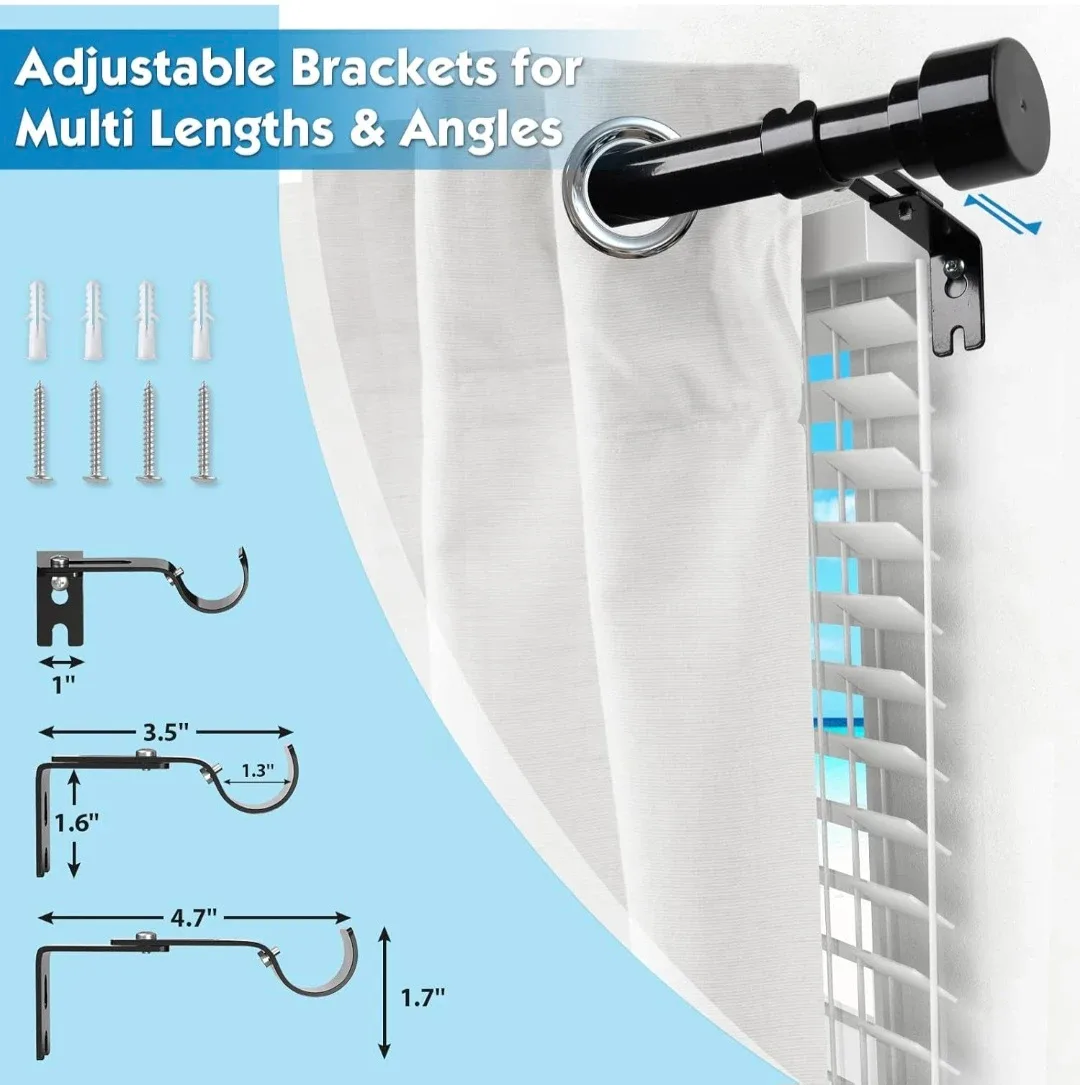 Adjustable Heavy Duty Black Curtain Rod 28"-82" image indicator(5)