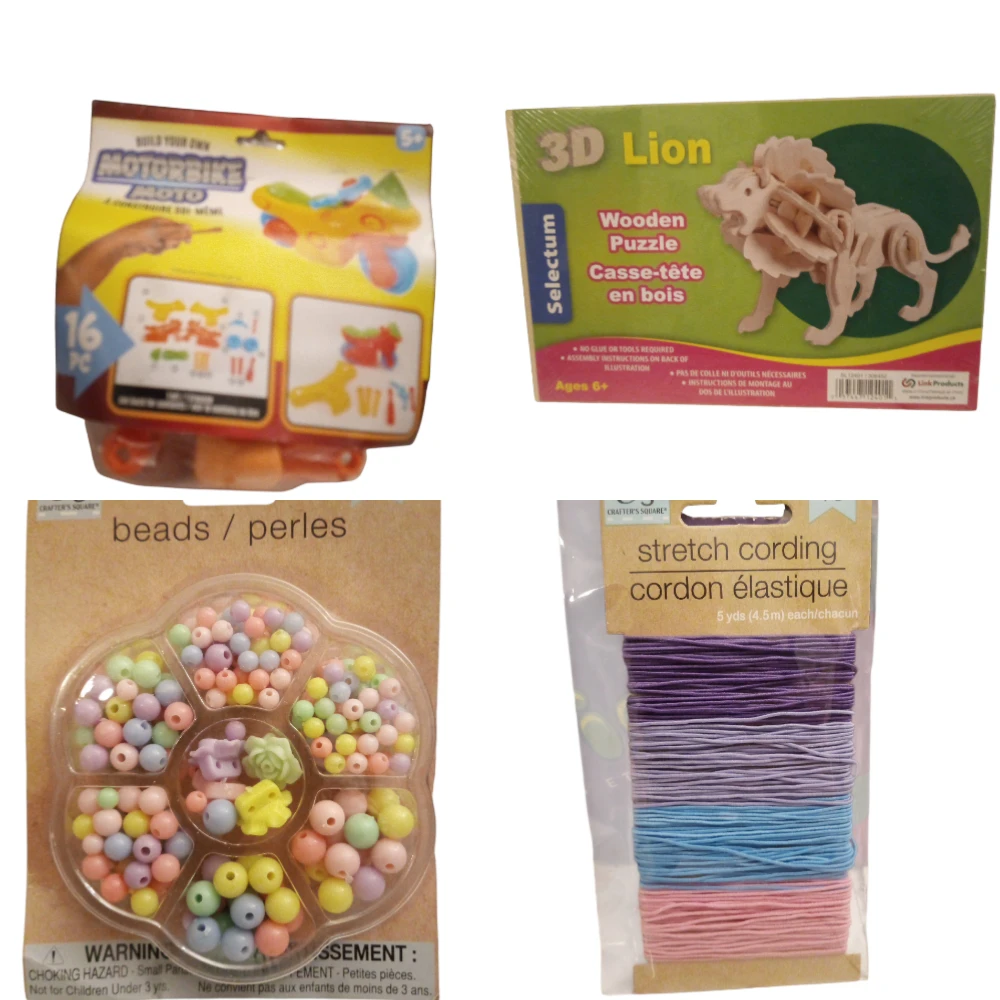 Craft Supplies: Motorbike Kit, Puzzle, Beads, Cording