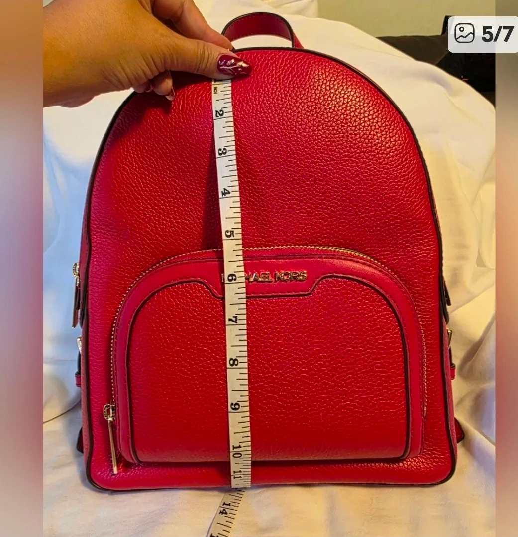 Michael Kors Cherry Red Backpack with Gold Hardware - Brand New image indicator(4)