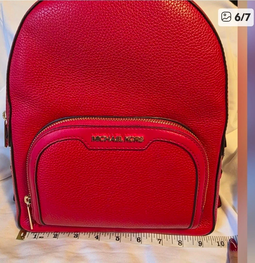 Michael Kors Cherry Red Backpack with Gold Hardware - Brand New image indicator(5)