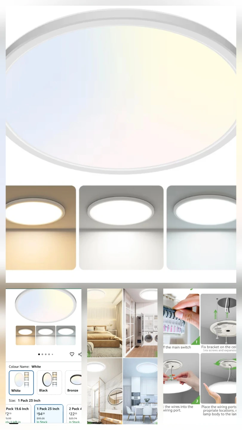 White 23-inch LED Ceiling Light - New! - photo 2