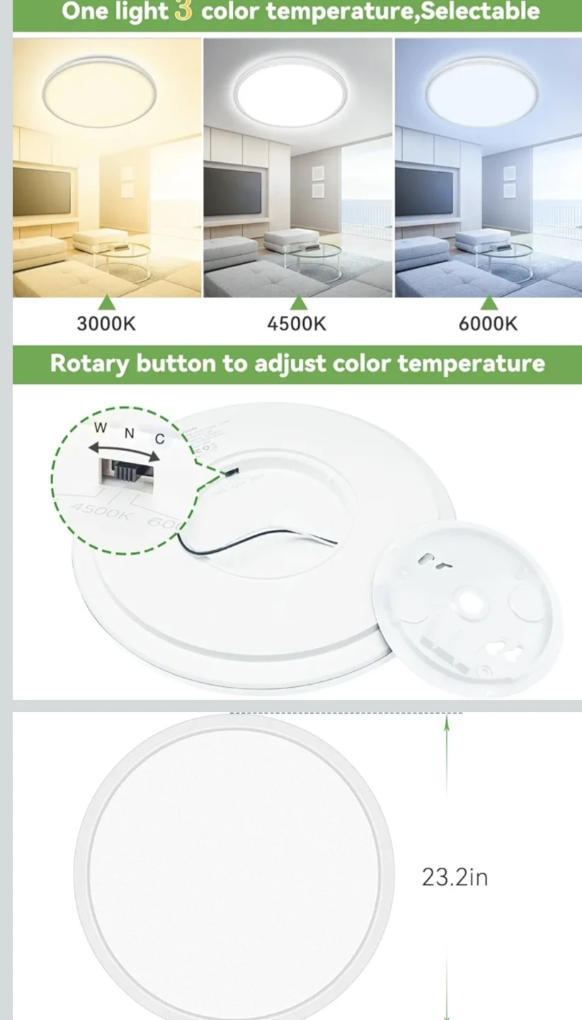 White 23-inch LED Ceiling Light - New! - photo 4