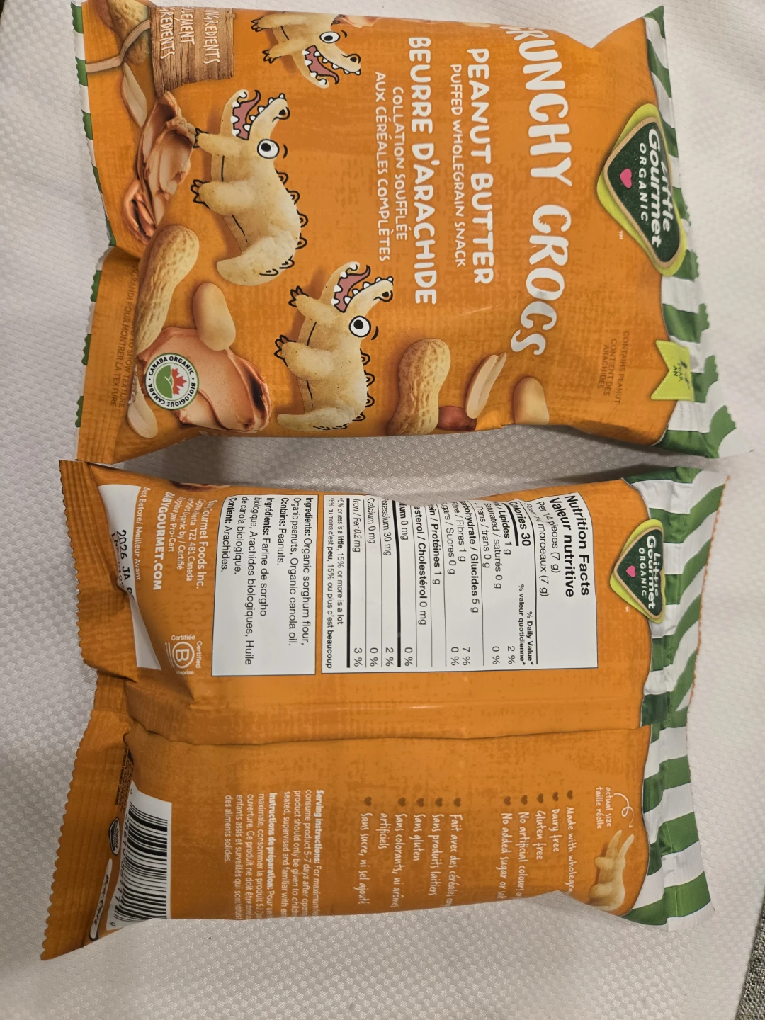 Little Gourmet Organic Crunchy Crocs Peanut Butter Snack