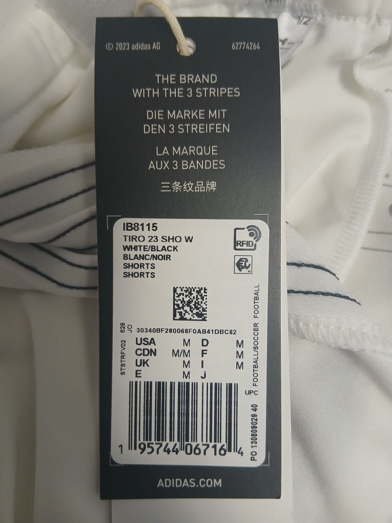 New Adidas Tiro 23 White/Black Shorts - Size M for Women