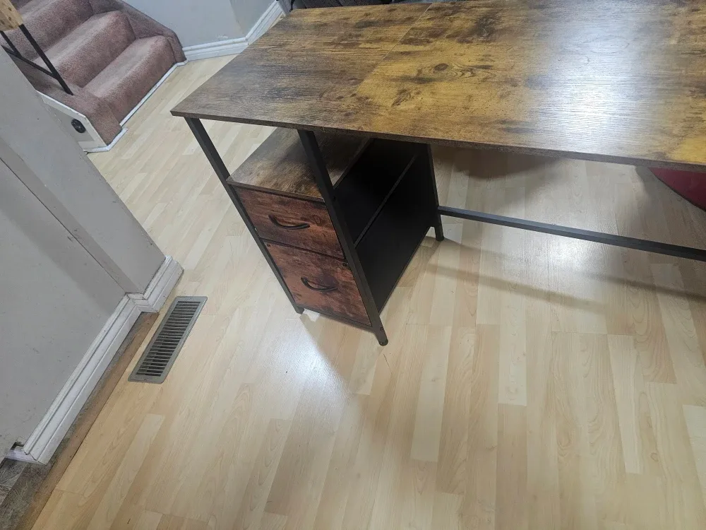 Rustic Brown Computer Desk with Drawers