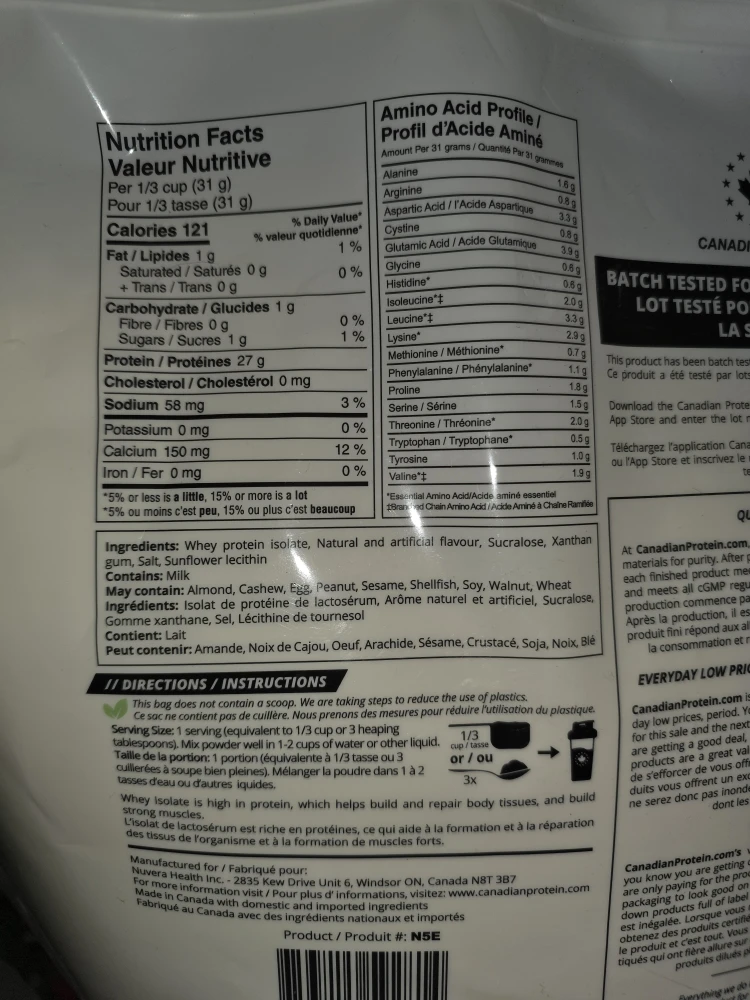 Canadian Protein Whey Isolate - Vanilla Flavour - photo 2