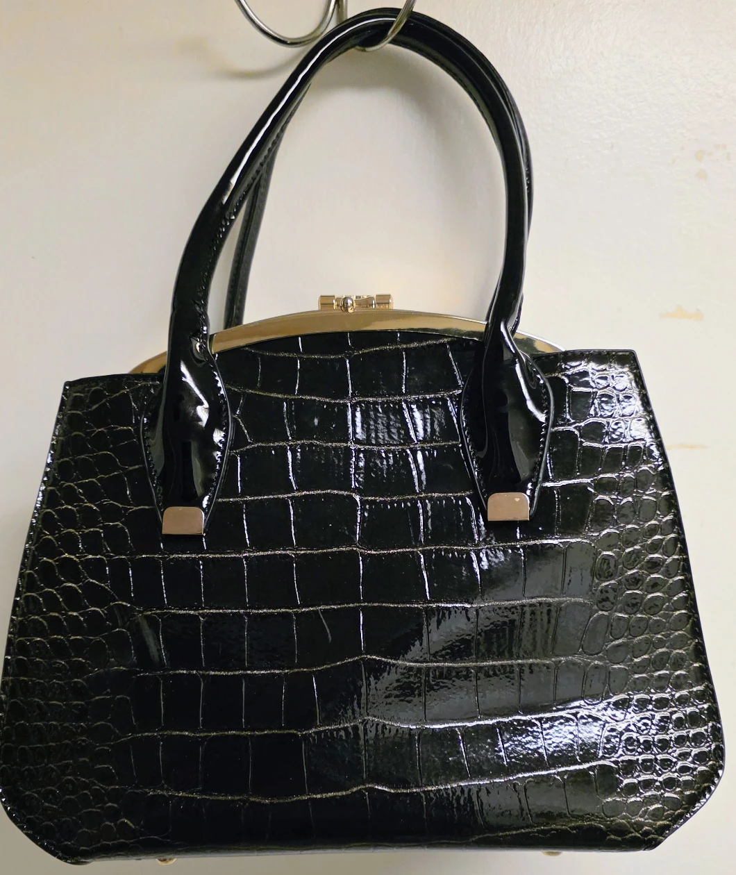 Rimen & Co Black Croc Embossed Handbag